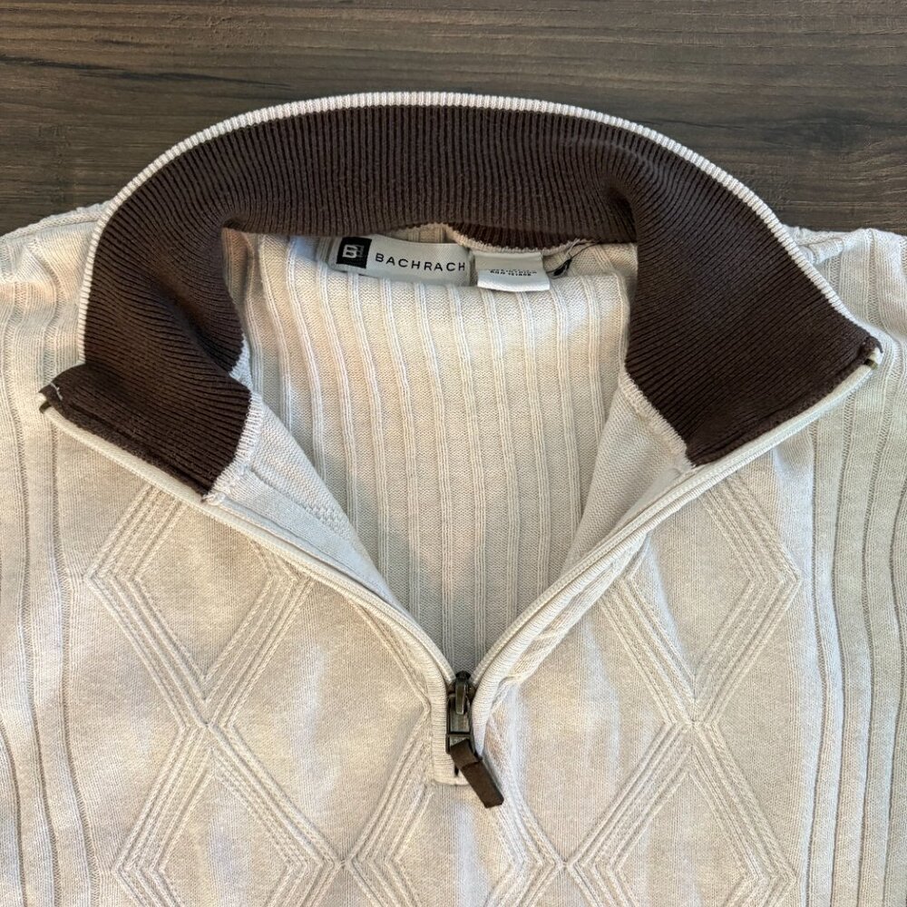 BACHRACH MEN'S LARGE COTTON TAN SWEATER - Picture 10 of 11